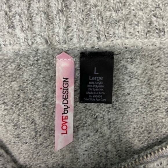Love by Design EUC Large Gray Half ZIP Chunky Knit Sweater - Picture 9 of 10
